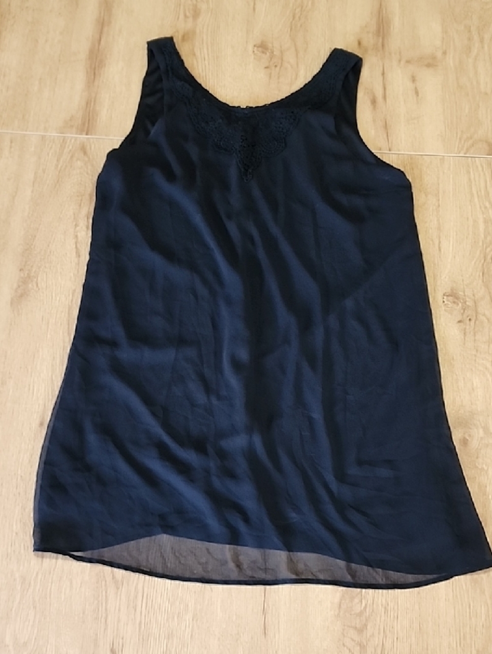 Mimi Chica Black Lace-Trim Chiffon Camisole